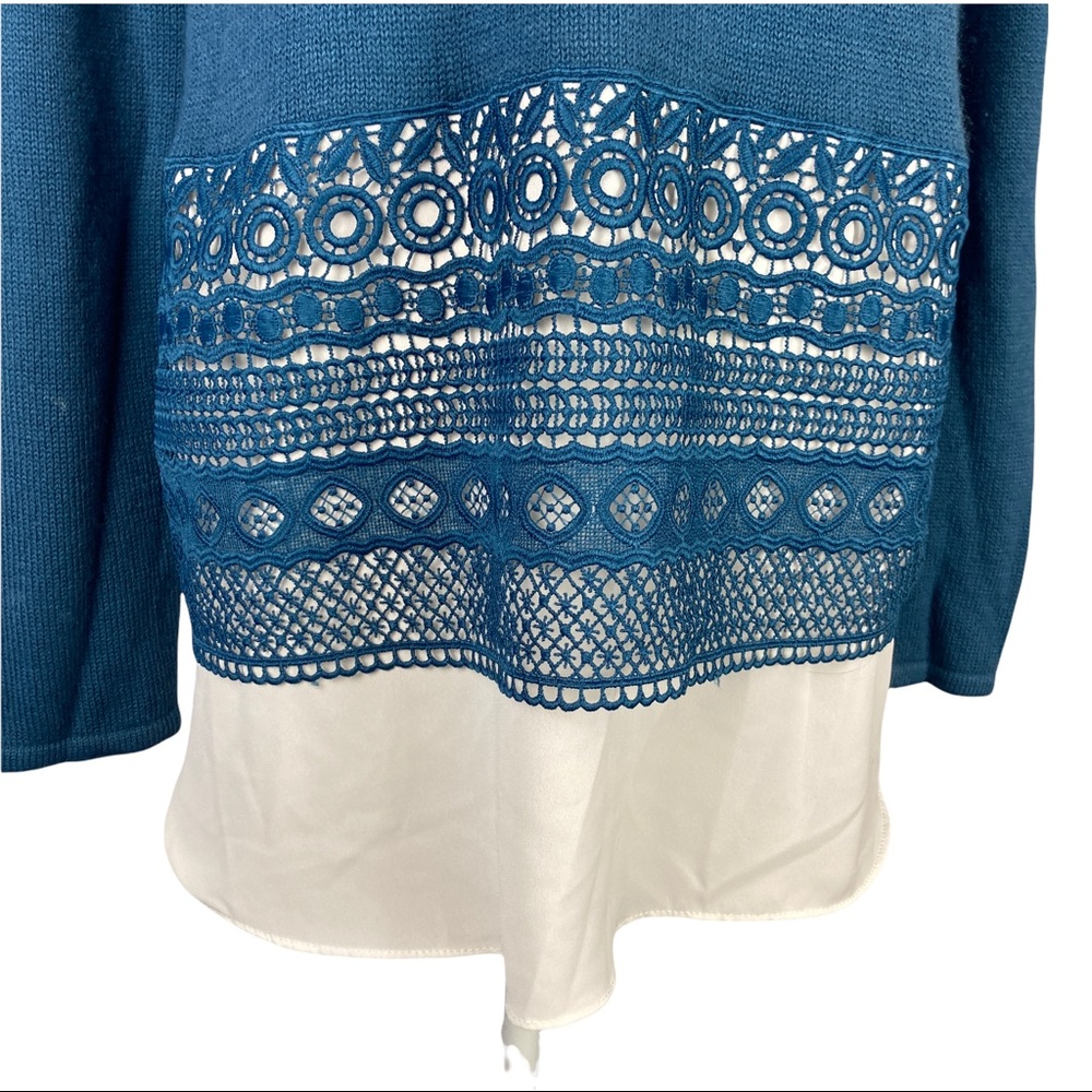 Apt 9 women's Blue Lace Detail Crew Neck Long Sleeved Sweater size XL - Picture 4 of 11